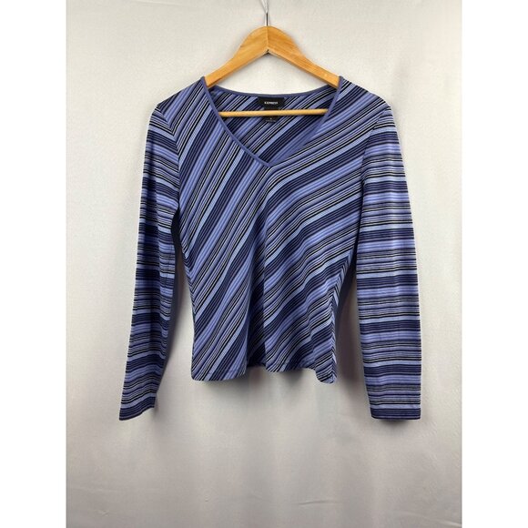 Express Womens Striped Long-Sleeve Top Size M - Picture 1 of 4